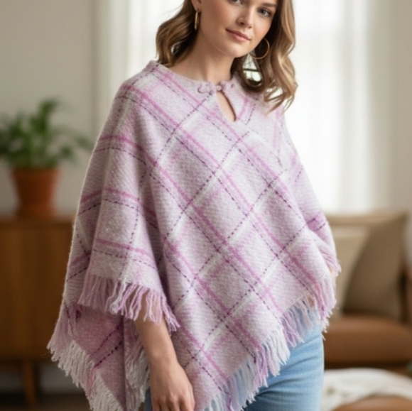 Boyne Valley Weavers Sweaters - Boyne Valley Weavers Pink Wool Alpaca Shawl One Size Made In Ireland